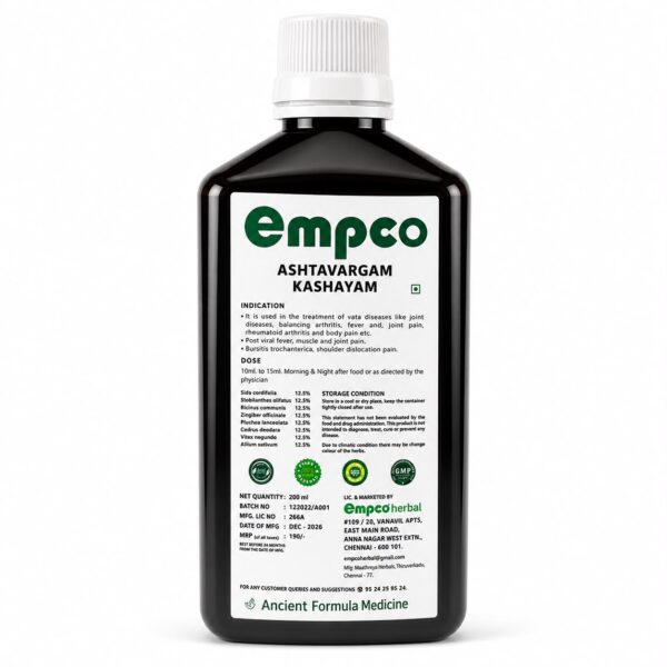 Empco Herbal Ashtavargam Kashayam ingredients and dosage label
