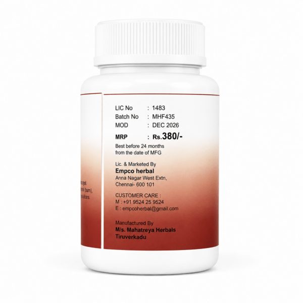 Empco Alsopep Capsule back label showing MRP Rs 380 and manufacturer details