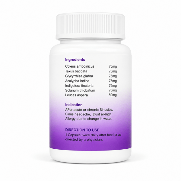 Empco Sinotre Capsule ingredients – Coleus Licorice Thoodhuvalai 100mg